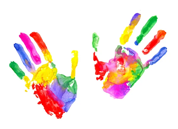 Многоцветный отпечаток руки — стоковое фото