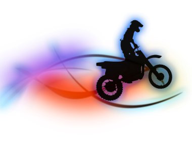 Silhouette of a man on a motorcycle clipart