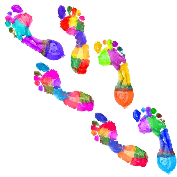 Multi gekleurde voetafdrukken — Stockfoto