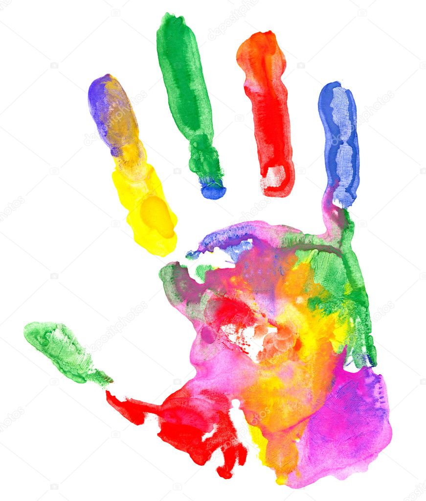 Colored hand print.