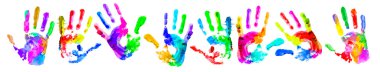 Multi coloured handprints clipart