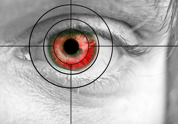 Efekt czerwonych oczu mężczyzny — Zdjęcie stockowe