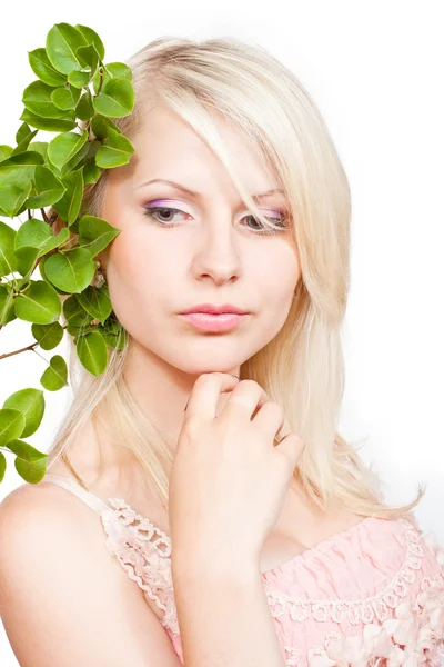 Blond meisje met mooie make-up — Stockfoto