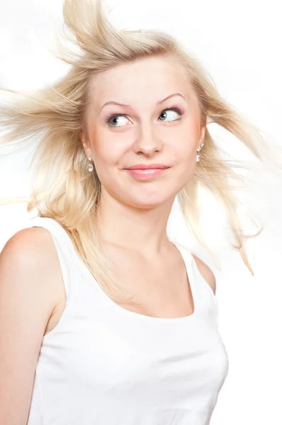 Beautiful blonde with a flying hair — Stockfoto