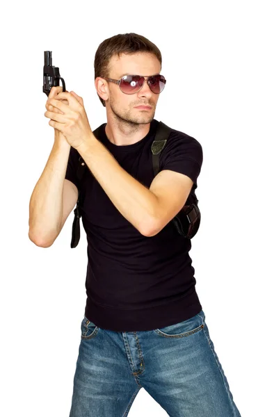 Uomo con una pistola nella fondina — Foto Stock
