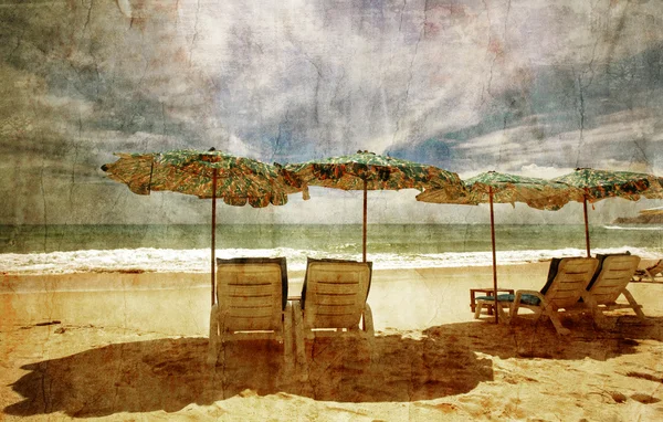 Tropická pláž v grunge styl — Stock fotografie