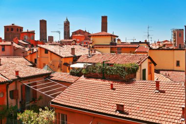 Aerial view of red roofs in Bologna clipart