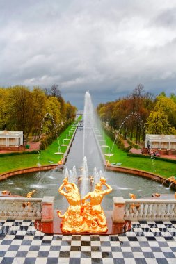 Grand Cascade Fountains At Peterhof Palace clipart