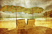 Картина, постер, плакат, фотообои "tropical beach in grunge and retro style", артикул 6384134