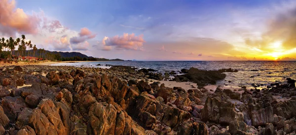 Tropica beachl barevný západ slunce. — Stockfoto