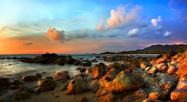 Tropische kleurrijke sunset. Rechtenvrije Stockfoto's