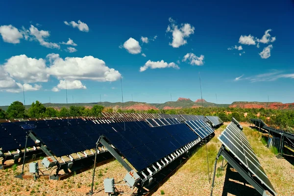 stock image Solar panels in Utah under blue sky