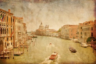 Grand Canal in Venice in grunge style, Italy clipart