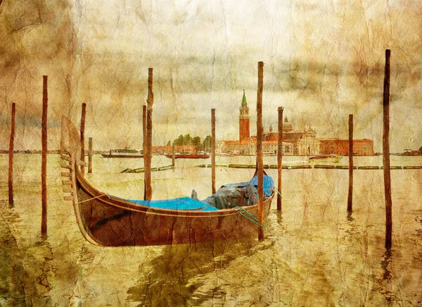 Boat in Venice in grunge style — Stock Photo, Image