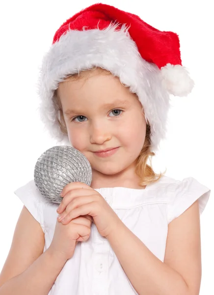 小女孩与圣诞球 — 图库照片