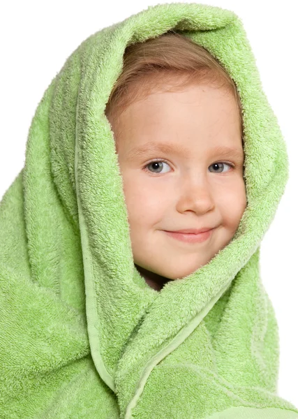 Meisje in badhanddoek — Stockfoto