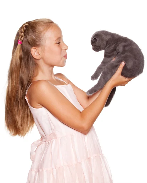 Girl with cat — Stock Photo, Image