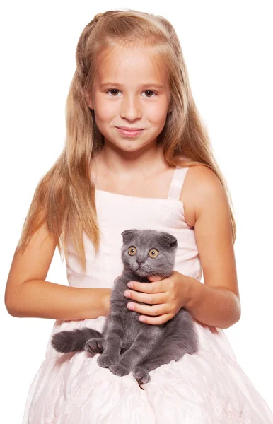 Chica con gato — Foto de Stock