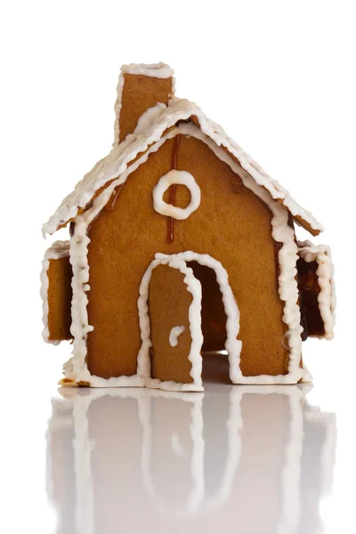 Gingerbread house on white Royalty Free Stock Photos