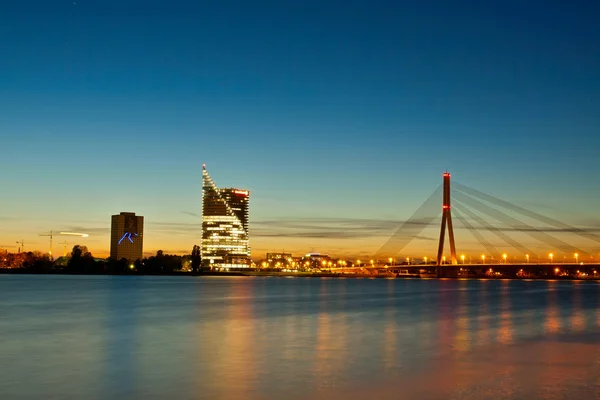 stock image Daugava river with bridge