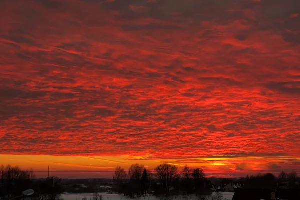 Rote Wolken, die von der Sonne erhellt werden — Stockfoto