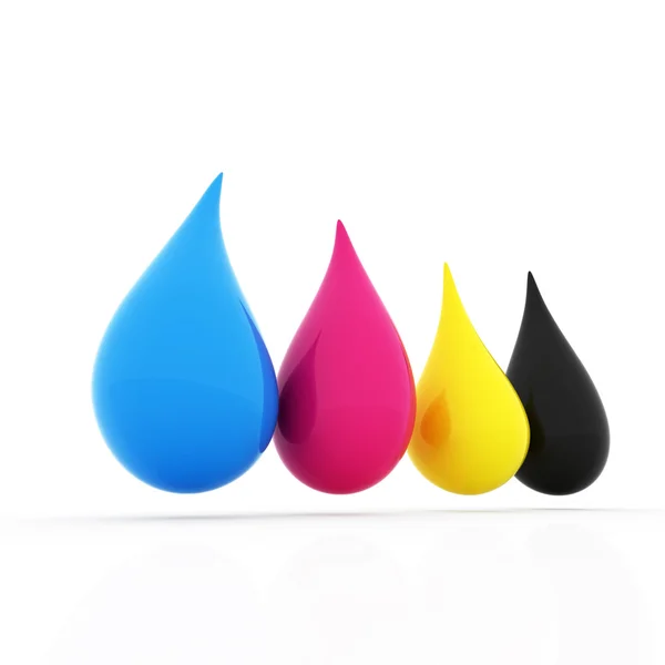 stock image 3D cmyk ink drops isolated on white