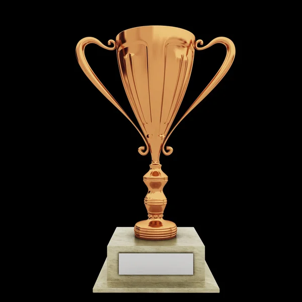 Brons trophy på svart — Stockfoto