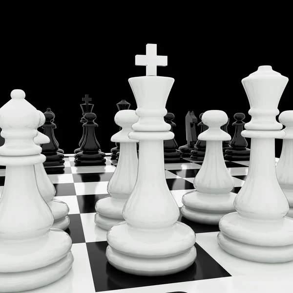 Schachfiguren auf einem Schachbrett — Stockfoto