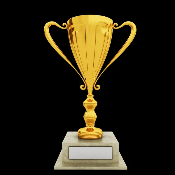Golden Trophy on black Stock Picture