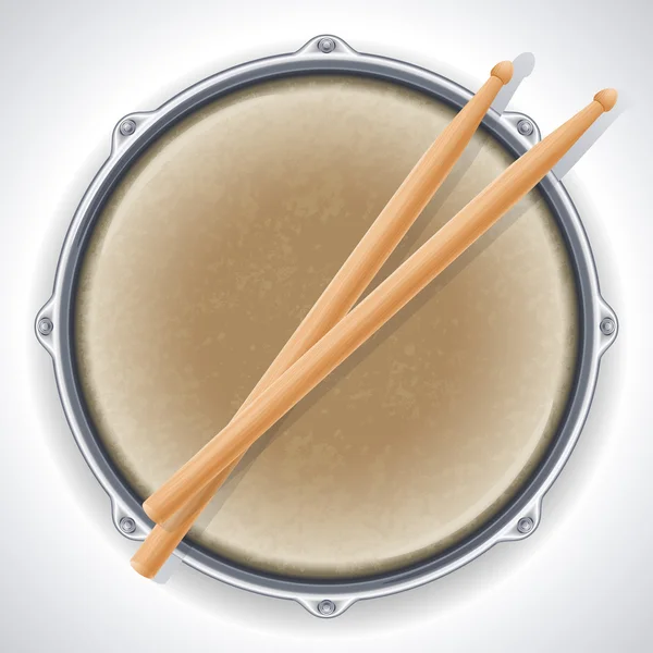 Drum en drumsticks — Stockvector
