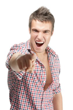 Cheerful malicious young man clipart