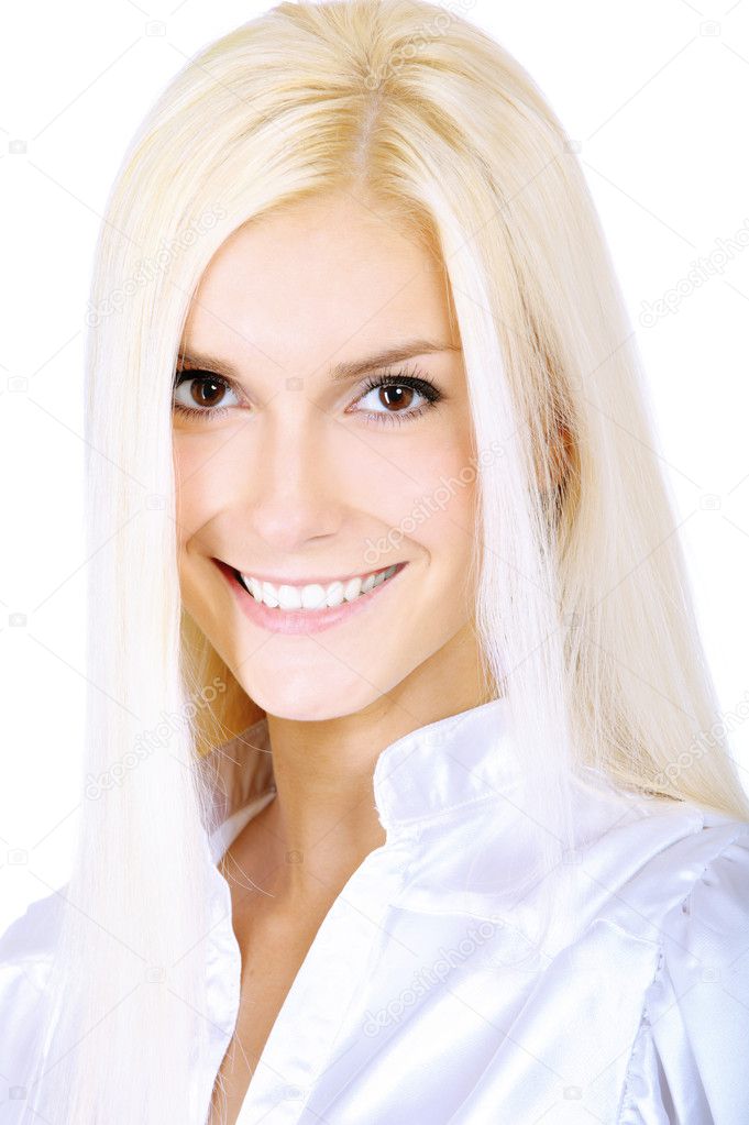 Portrait of charming fair-haired girl