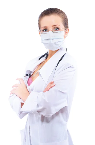 Woman-doctor in dressing gown — Stock Photo, Image