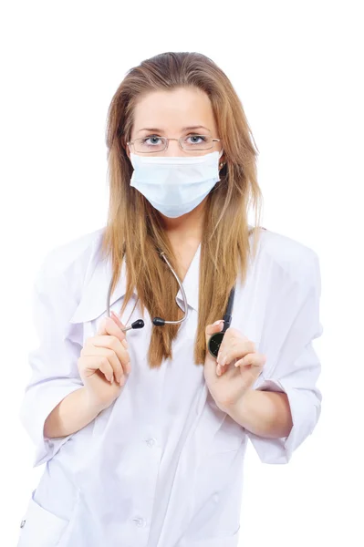 Vrouw-doctor in de badjas — Stockfoto