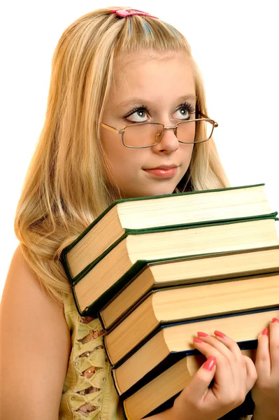 Портрет школярки з книгами — стокове фото
