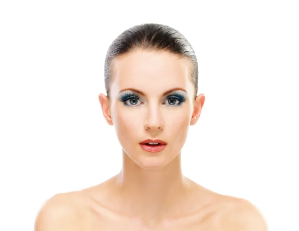 Woman with bared shoulders fullface — Stock Photo, Image