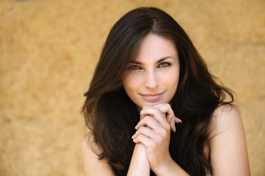 Portrait of young attractive smiling woman clipart