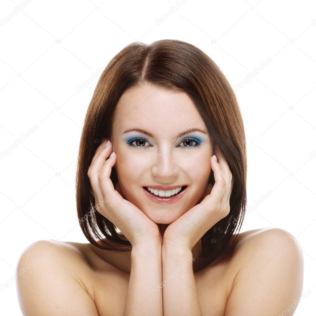 Portrait of young attractive smiling woman