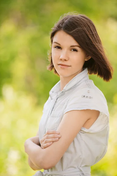 Portrait of young earnest woman Stock Photo