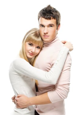 Young cute embracing couple clipart