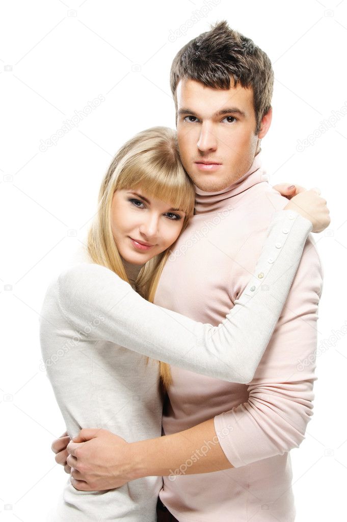 Young cute embracing couple