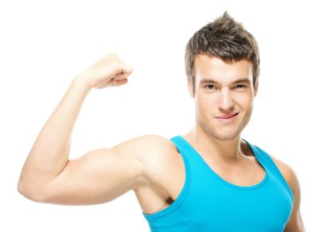 Portrait of young strong man clipart