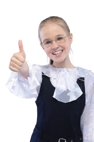 Little girl showing "thumbs up" sign — Stock Photo, Image