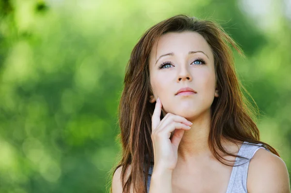 Portrait of young pensive girl — Stock Photo, Image