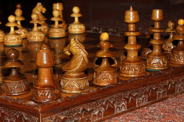 stock image Wooden chess board