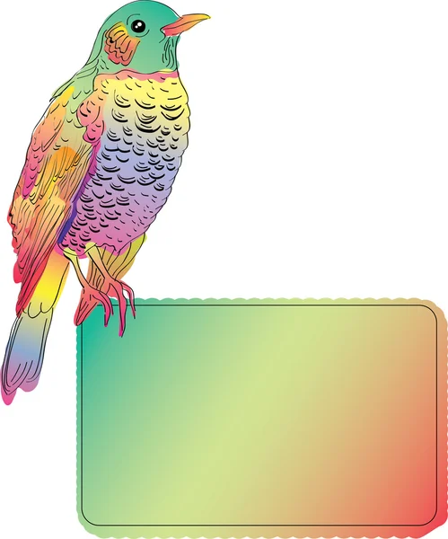 Яскравий птах з порожнім банером — стоковий вектор