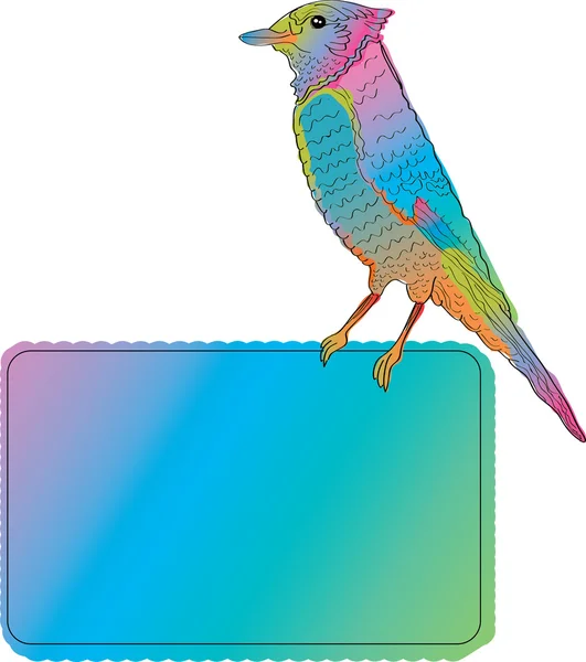 Яскравий птах з порожнім банером — стоковий вектор
