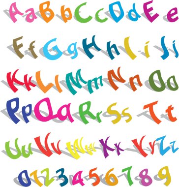 Cute alphabet with numerics clipart