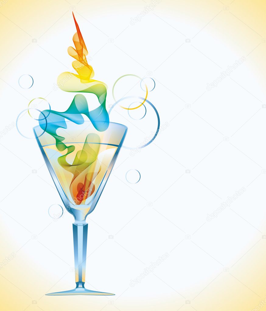 Cocktail with abstract wave, vector eps10