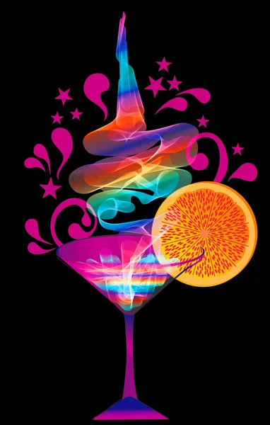 Color cocktail with abstract wave — Stok fotoğraf